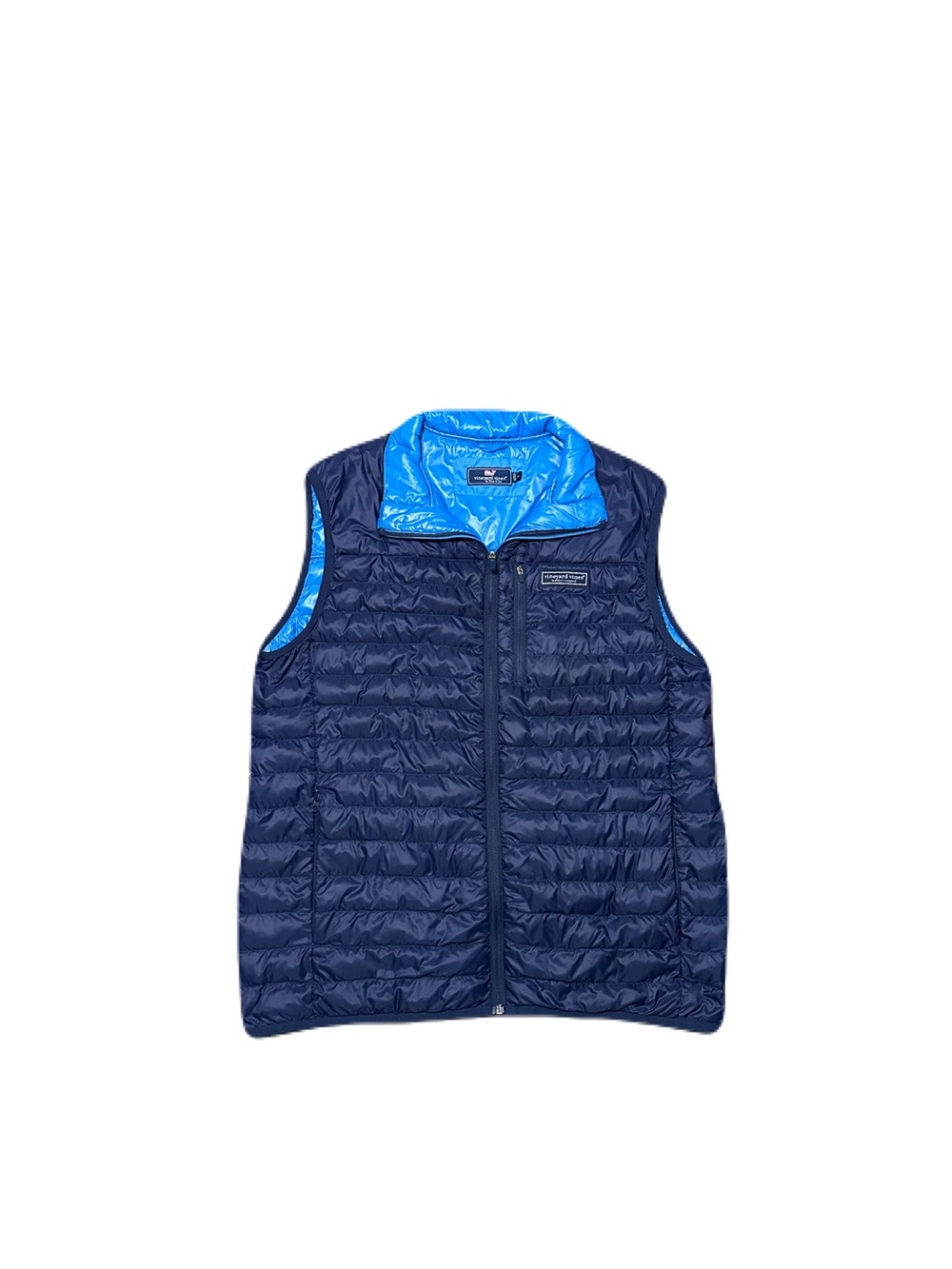 Vineyard Vines PrimaLoft Quilted Puffer Vest Mens Large Blue Insulated Full Zip